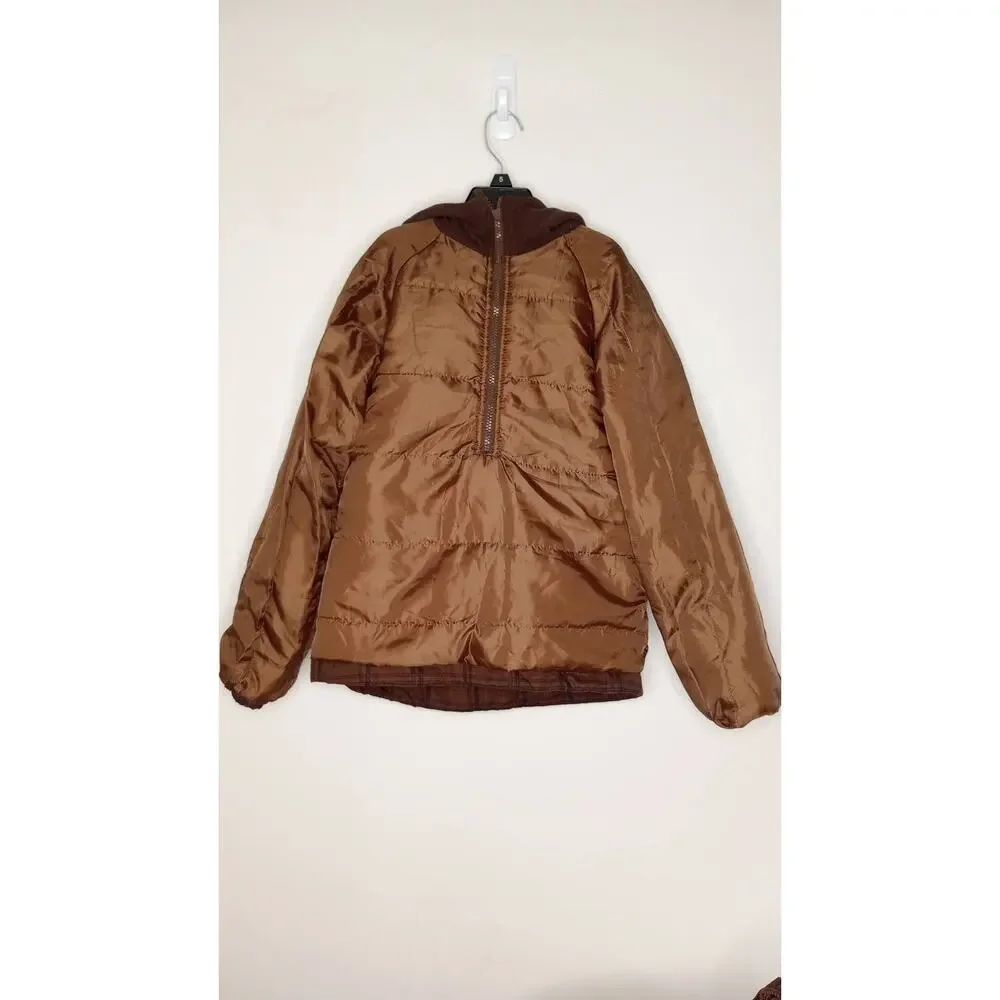 Oshkosh b'gosh Brown Plaid Hooded Fall Pullover Jacket 12